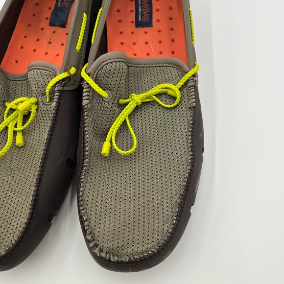 Swims Men's Olive Yellow Brown Boat Shoes - Picture 4 of 15